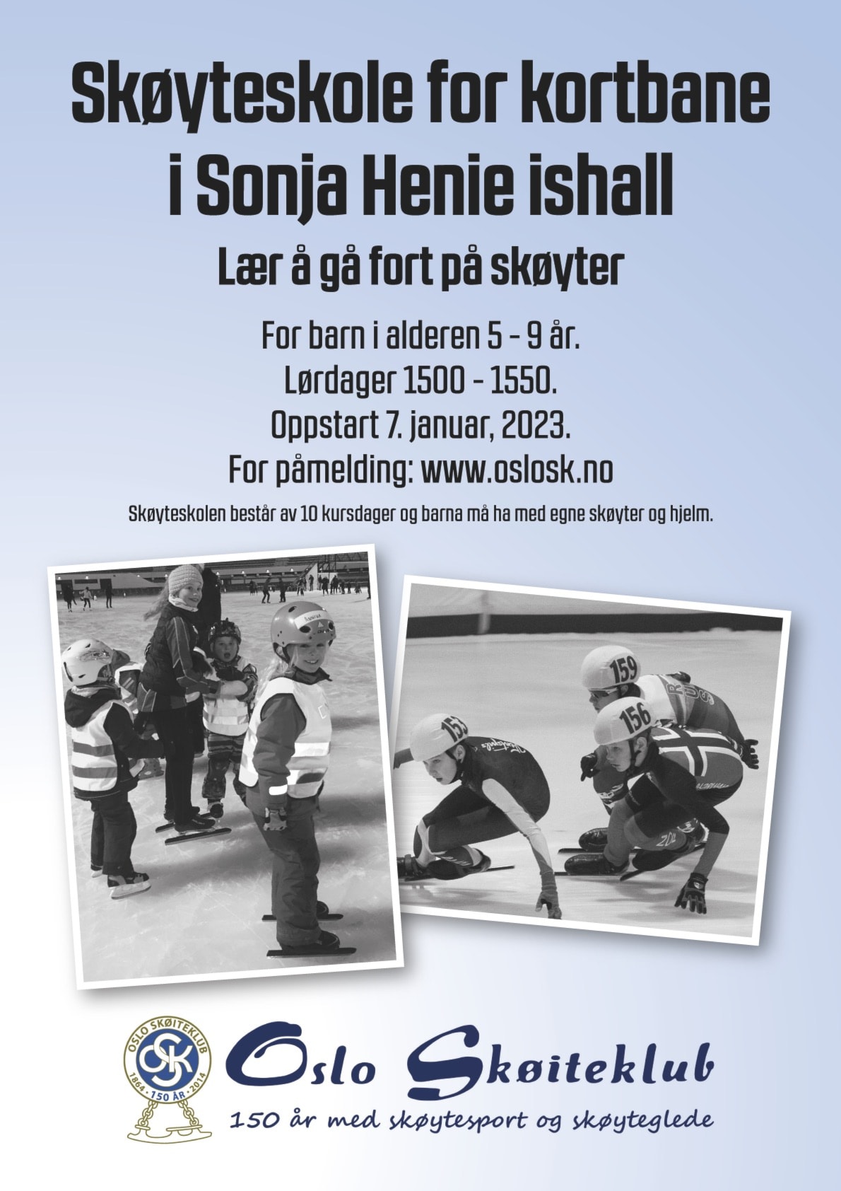 Skøyteskole for kortbane i Sonja Henie ishall er nå åpen for påmelding